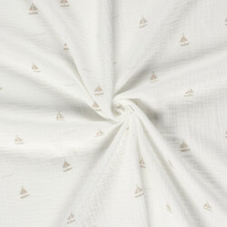 Musselin kleine Segelboote - creme