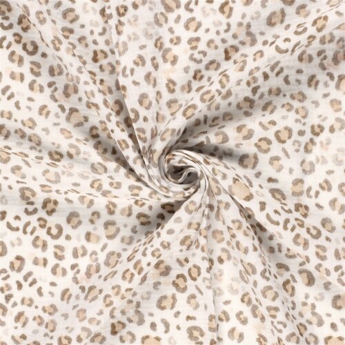 Musselin Digital Leopunkte - creme