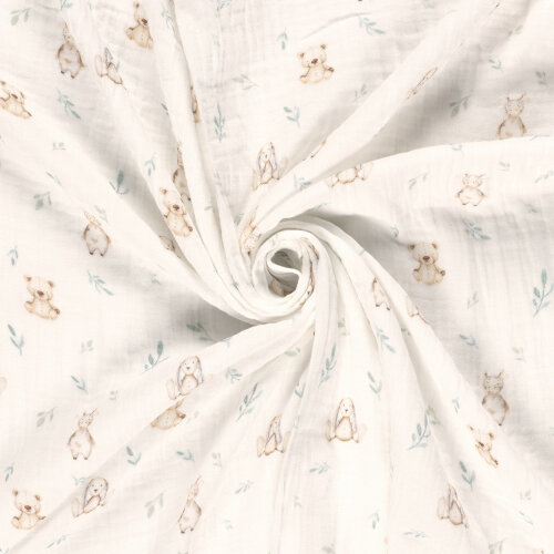Musselin Digital süsse Kuscheltiere - creme