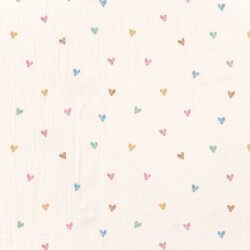 Musselin Digital bunte Aquarell Herzen - creme