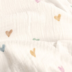 Musselin Digital bunte Aquarell Herzen - creme