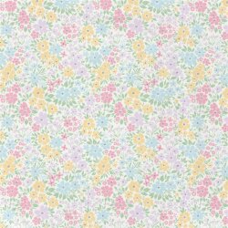 Baumwolljersey Pastell Blumenwiese - cremeweiss