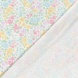 Baumwolljersey Pastell Blumenwiese - cremeweiss