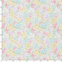 Baumwolljersey Pastell Blumenwiese - cremeweiss