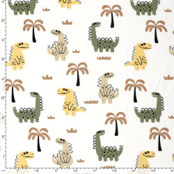 Baumwolljersey lustige Dinos - cremeweiss