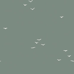 Baumwollpopeline kleine Vögel - salbei