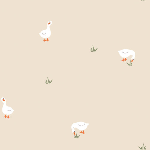 Baumwollpopeline Gänse - hellbeige