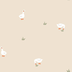 Baumwollpopeline Gänse - hellbeige
