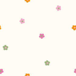 Baumwollpopeline bunte Blüten - creme