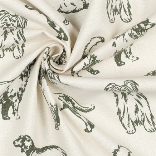Canvas Hunde - creme/oliv