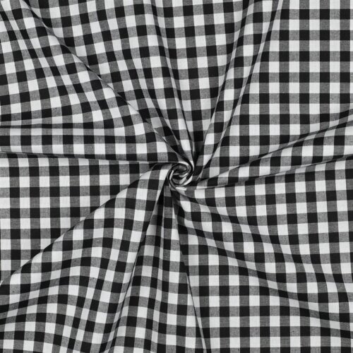 Baumwollpopeline garngefärbt - Vichy Karo 10mm *Vera* - schwarz