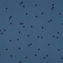 Musselin kleine Herzen - indigo