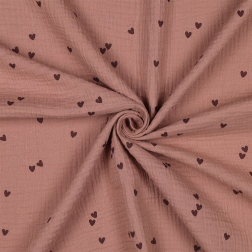 Musselin kleine Herzen - hellmokka