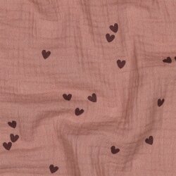 Musselin kleine Herzen - hellmokka