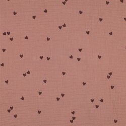 Musselin kleine Herzen - hellmokka