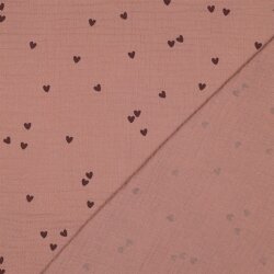 Musselin kleine Herzen - hellmokka
