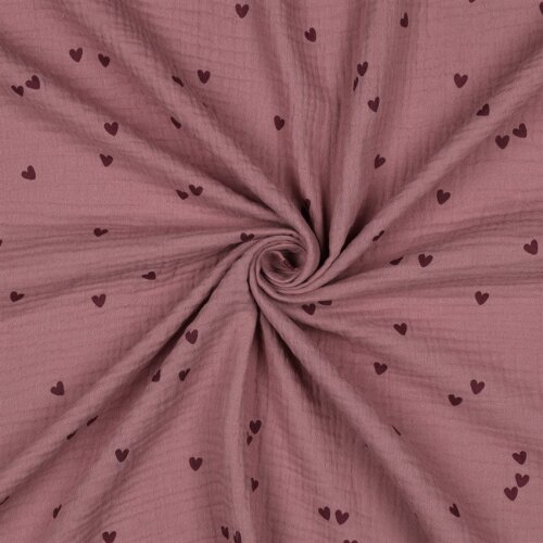 Musselin kleine Herzen - mauve