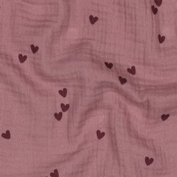 Musselin kleine Herzen - mauve