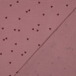 Musselin kleine Herzen - mauve