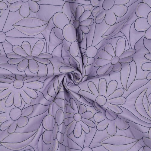 Steppstoff Baumwolle Blumen - helllavendel