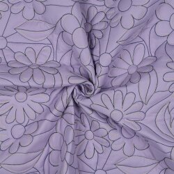 Steppstoff Baumwolle Blumen - helllavendel