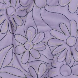 Steppstoff Baumwolle Blumen - helllavendel