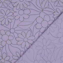 Steppstoff Baumwolle Blumen - helllavendel