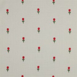 Musselin Bestickt kleine Tulpen - natur