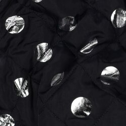 Steppstoff Foliert Silber Punkte - nachtblau
