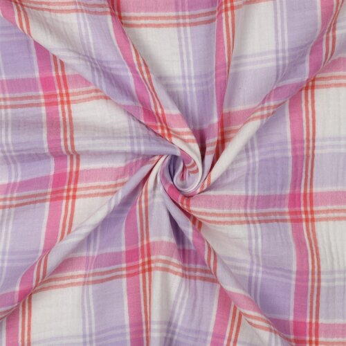 Musselin XL Kariert - helllavendel