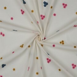 Baumwollvoile Bestickt bunte Blumen - pink