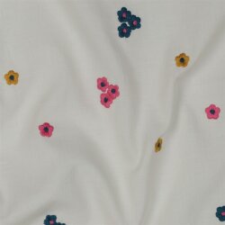 Baumwollvoile Bestickt bunte Blumen - pink