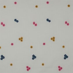 Baumwollvoile Bestickt bunte Blumen - pink