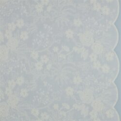 Baumwollvoile Bestickt Blumen 2-Seitig Bordüre - weiß