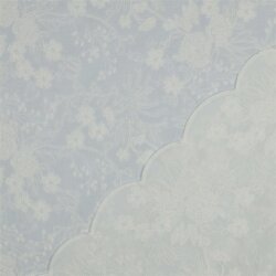 Baumwollvoile Bestickt Blumen 2-Seitig Bordüre - weiß