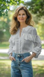 Baumwollvoile Bestickt Blumen 2-Seitig Bordüre - weiß