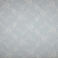 Baumwollvoile Bestickt Blumenkacheln - weiß