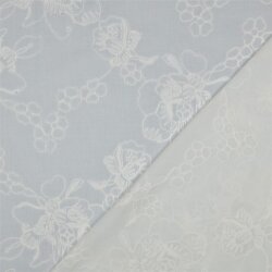 Baumwollvoile Bestickt Blumenkacheln - weiß