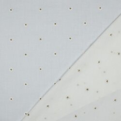 Baumwollvoile Bestickt Lurex Gänseblümchen - weiß