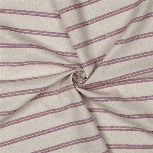 Leinen Streifen Lurex - creme/dunkelperlrosa