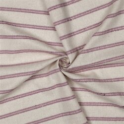 Leinen Streifen Lurex - creme/dunkelperlrosa