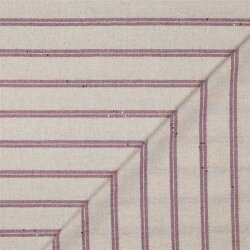 Leinen Streifen Lurex - creme/dunkelperlrosa