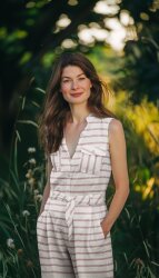 Leinen Streifen Lurex - creme/dunkelperlrosa