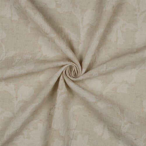 Leinen Jacquard Blumenmuster - natur