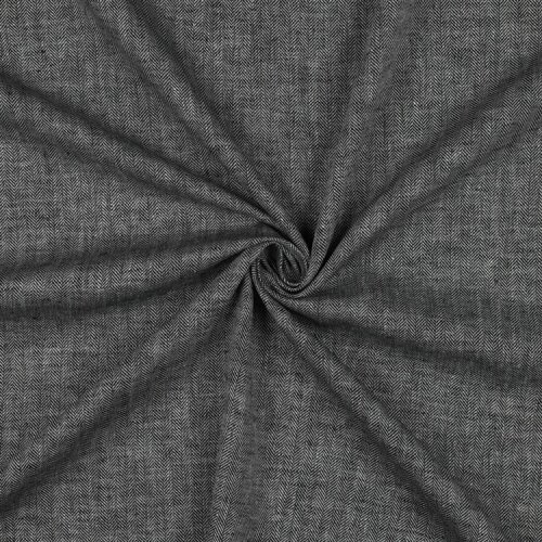 Leinen Fischgrätmuster - schwarz