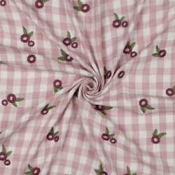 Musselin Kariert Bestickt Blumen - hellmalve