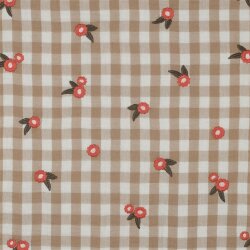 Musselin Kariert Bestickt Blumen - beige