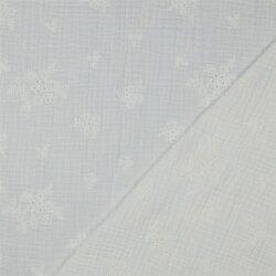 Musselin Bestickt Blumen - weiß