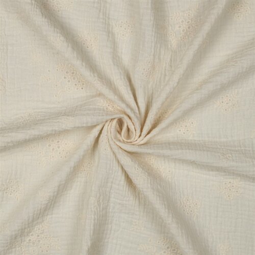 Musselin Bestickt Blumen - cremebeige