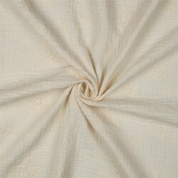 Musselin Bestickt Blumen - cremebeige